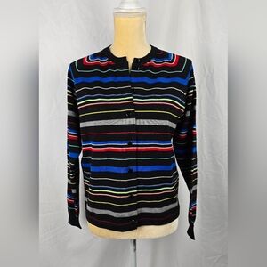 Vintage Goldworm Retro Multicolored Virgin Merino Wool Cardigan Sweater sz 12